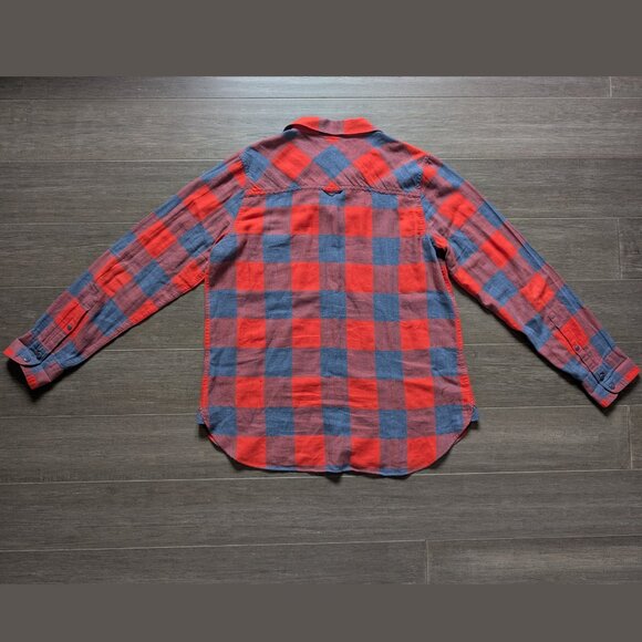 Like New, J. Crew Boy Shirt in Fiery Sunset Buffalo Plaid, 99% Cotton, Size 12 - Picture 4 of 11